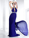 Trumpet/ Mermaid Jewel Sweep/ Brush Train Chiffon Evening Dress