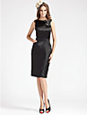 Sheath/ Column Bateau Knee-length Stretch Satin Bridesmaid Dress