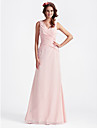 A-line V-neck Floor-length Chiffon Bridesmaid Dress With Criss-Cross Bodice