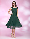 A-line Bateau Knee-length Chiffon Cocktail Dress