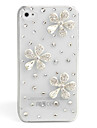 modieuze diamant Case voor iPhone 4 / 4s (zilver bloem, handgemaakt)