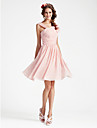 A-line V-neck Sleeveless Knee-length Chiffon Bridesmaid Dress
