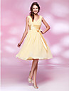 A-line V-neck Knee-length Chiffon and Stretch Satin Bridesmaid Dress