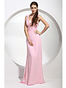 Sheath/Column V-neck Floor-length Chiffon Bridesmaid/Wedding Party Dress