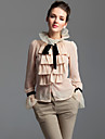 ts lapela ruffle camisa blusa frente