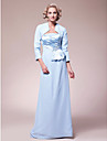 Sheath/Column Strapless Floor-length Chiffon Mother of the Bride Dress With A Wrap