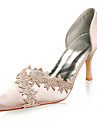 satinado de alta calidad superior de tacón cerrado dedos de los pies con los zapatos de encaje de novia de la boda