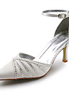 top en satin de qualité moyenne supérieure talon fermé orteils avec des chaussures de mariage strass mariée (30a0383)