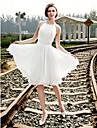 A-line Halter Knee-length Chiffon Wedding Dress 
