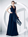 A-line V-neck Floor-length Chiffon Evening Dress 