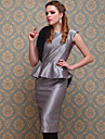 TS Vintage Style Silver Peplum Sheath Dress