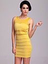 ts Mesh Ausschnitt geraffte Plisseekleid