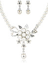 Beautiful Clear Crystals And Imitation Pearls Wedding Jewelry Set,Including Necklace And Earrings