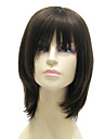 Capless Medium Long Black Silky Straight 100% Human Hair Wig