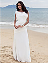 Side-Draped Sheath/Column Bateau Floor-length Chiffon Wedding Dress 