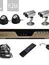 Ultra Low Price 4 Chanel H.264 CCTV DVR Kit with  4 Night Vision CMOS Cameras