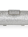 sølv sateng med krystall / rhinestone kveld bag / clutch