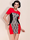 TS Color Block Lace Stitched Dress