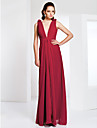 Sheath/ Column V-neck Floor-length Chiffon Evening Dress
