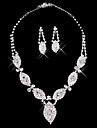 Silver Rhinestone Two Piece Ladies' Dazzling Leaves Wedding Jewelry Set (45 cm)