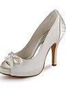 Hand-made Satin Stiletto Heel Peep Toe / Pumps With Rhinestone Party Evening Shoes (More Colors Available)
