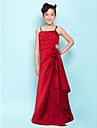 A-line Spaghetti Straps Floor-length Satin Junior Bridesmaid Dress