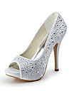 Satin Stiletto Heel Platform With Rhinestone Wedding Shoes (More Colors Available)