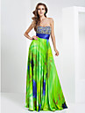 A-line Sweetheart Floor-length Printing Stretch Satin Evening Dress