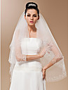 One-tier Tulle With Pearls Fingertip Length Veil (More Colors)