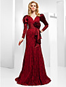 Trumpet/ Mermaid V-neck Floor-length Lace And Stretch Satin Evening Dress