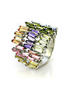 Gorgeous Colourful Cubic Zirconia Platinum Plated Irregular Shape Fashion Ring