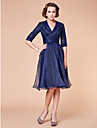 A-line V-neck Knee-length Organza Mother of the Bride Dress