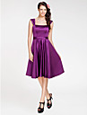 a-line Quadrat knielangen Satin Brautjungfer Kleid