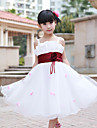 A-line Square Satin Flower Girl Dress With Flower(s) 