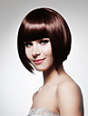 senza cappuccio corto bob sintetico di alta qualità parrucca marrone scuro capelli lisci (0463-lpp592)