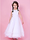 A-line Jewel Neck Floor-length Organza And Satin Flower Girl Dress 
