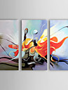 pintados a mano, pintura al óleo abstracta con el marco de estirado - juego de 3