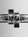 Hand-painted Abstract Oil Painting with Stretched Frame - Set of 4
