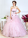  Ball Gown Strapless Floor-length Organza Evening Dress