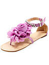 Leatherette Flat Heel Sandals / Flats With Satin Flower Beading Party & Evening Shoes (More Colors Available)