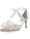 Satin Stiletto Sandals With Imitation Pearl For Wedding (More Colors)