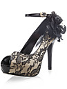 Lace Upper Stiletto Heel Peep Toe With Flowers Wedding/ Party Shoes.More Colors Available