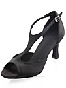 Women's Satin Upper Ballroom Dance Shoes Peep Toe Latin Shoes
