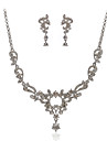 prachtige Tsjechische steentjes met aluminium plated bruiloft halsketting en oorbellen sieraden set
