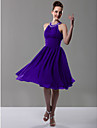 A-line Jewel Knee-length Chiffon Bridesmaid/ Wedding Party Dress