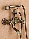 Antique Inspired Tub Faucet with Hand Shower (Antique Brass Finish)