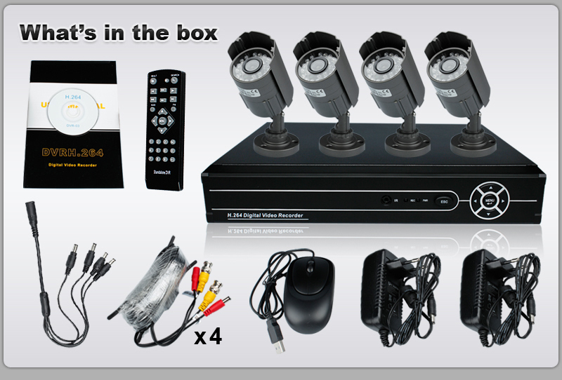 Standalone 4 Channel H 264 CCTV DVR Kit Home Outdoor Night Day Security Cameras