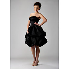 wholesale A-line Strapless Short/ Mini Satin Bridesmaid/ Wedding Party Dress (HSX038)