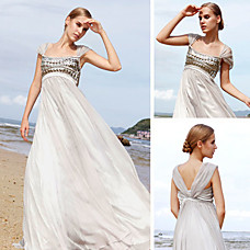 wholesale Empire Square Floor-length Capped Silk Chiffon Quick Delivery/ Evening/ Prom Dress (OFGC0260)