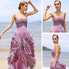 wholesale A-line Sweetheart Floor-length Silk Chiffon Quick Delivery/ Evening/ Prom Dress (OFGC0257)